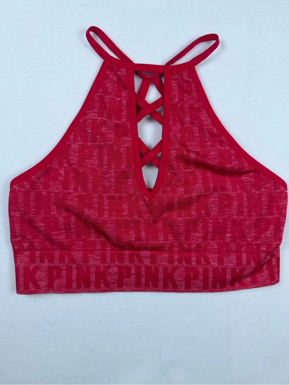 PINK Victoria's Secret Red Cool & Comfy Strappy Bralette Size L